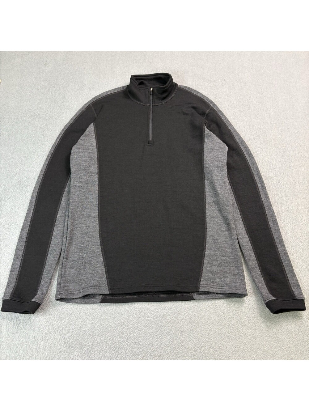 Ibex Merino Wool Quarter Zip Sweater Size Medium Black Gray Outdoors